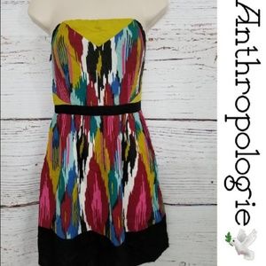 Anthropologie Printed Strapless Sundress